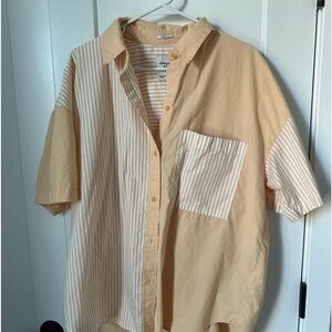 A&F color block oversized button down